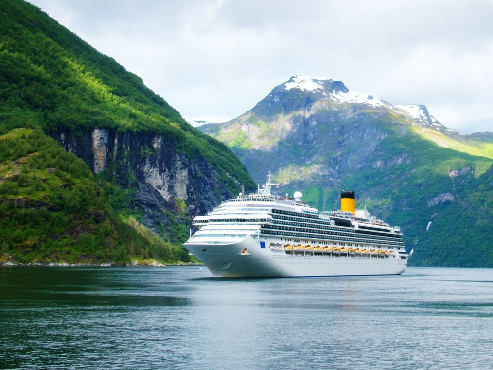 Cruise ship in a fjord, Norway